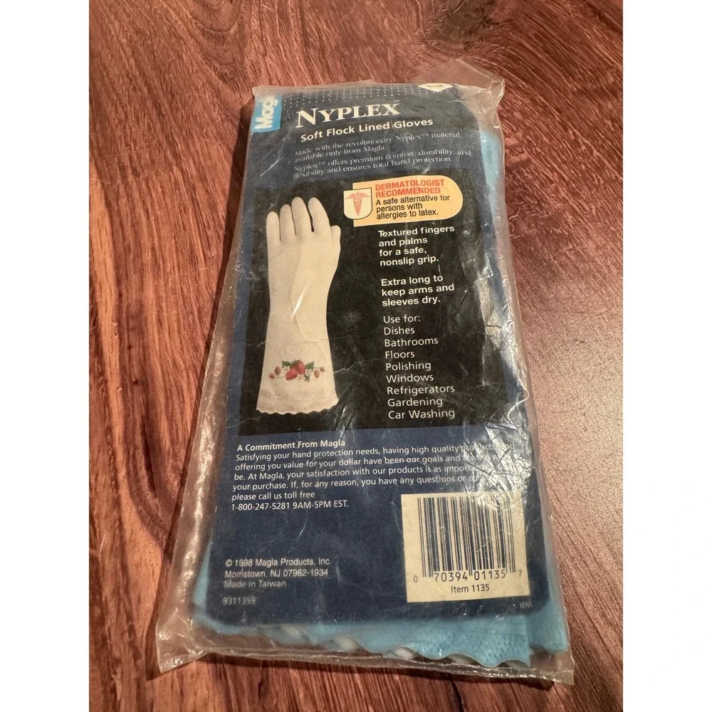 Vintage 1998‎ Nyplex Flock Lined Gloves Size Small New Old Stock Rare Blue color